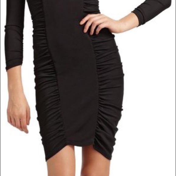 BCBG MAXAZRIA BLACK SIDE RUCHED CENTER  DRESS xs - Picture 3 of 11